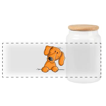 Funny Dachshund I Dachshund I Teckel I Dog - Panoramic Cookie Jar with Wooden Lid - white - Front