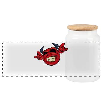 Devil rock music rock music hard rock punk rock - Panoramic Cookie Jar with Wooden Lid - white - Front