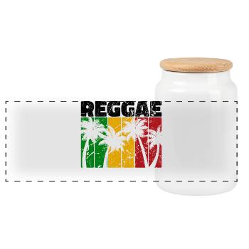 Reggae Caribbean Jamaica Reggae Music Music Vintage - Panoramic Cookie Jar with Wooden Lid - white - Front