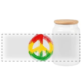 Love peace unity jamaica reggae reggae music - Panoramic Cookie Jar with Wooden Lid - white - Front