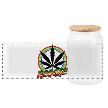 Reggae Rastafari Jamaïque Reggaeton Rasta Ragga Jah - Boîte à biscuits avec couvercle en bois - blanc - Devant