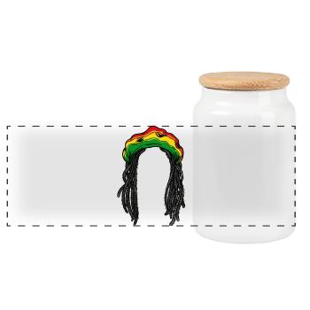 Rasta Rastafarian Reggae Jamaica Chilling Hair Jah - Boîte à biscuits avec couvercle en bois - blanc - Devant