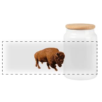 Bison - Panorama Keksdose mit Holzdeckel - Weiß - Vorne