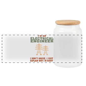 Bestseller Electrical Engineer Tshirt, Funny Quote - Panoramic Cookie Jar with Wooden Lid - white - Front