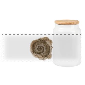 Antike Muschel Illustration - Panorama Keksdose mit Holzdeckel - Weiß - Vorne