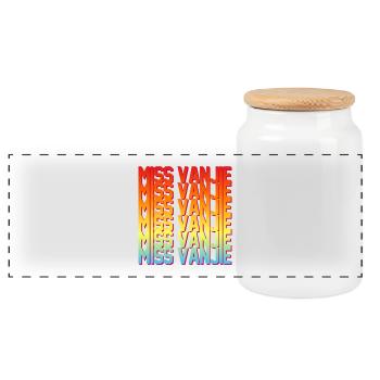Fräulein Vanjie! Meme Regenbogenfarbe Text - Panorama Keksdose mit Holzdeckel - Weiß - Vorne