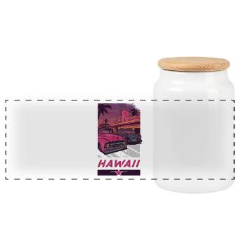 Hawaï voiture vintage design vintage / idée cadeau - Boîte à biscuits avec couvercle en bois - blanc - Devant