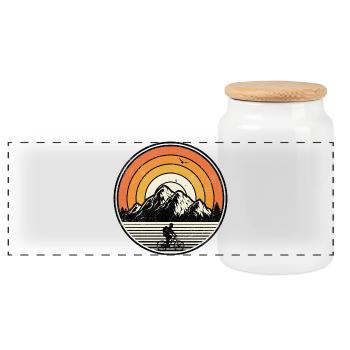 Sunset Mountain Ride - Panorama Keksdose mit Holzdeckel - Weiß - Vorne
