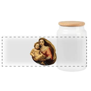 Sistine Madonna | Sixtinische Madonna | Raffael - Panorama Keksdose mit Holzdeckel - Weiß - Vorne