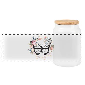 Schmetterling - Panorama Keksdose mit Holzdeckel - Weiß - Vorne