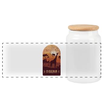 Girafe Nigeria Vintage Design / Idée cadeau - Boîte à biscuits avec couvercle en bois - blanc - Devant
