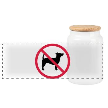 No dog prohibited sign outline shadow clipart - Panoramic Cookie Jar with Wooden Lid - white - Front