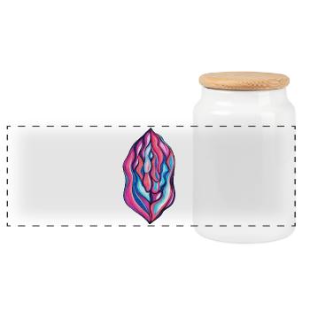Vulva dripping - Panoramic Cookie Jar with Wooden Lid - white - Front