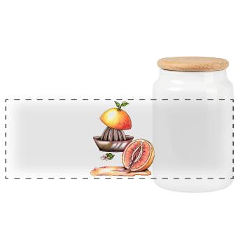 Vulva grapefruit - Panoramic Cookie Jar with Wooden Lid - white - Front