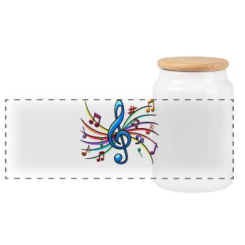 Music Beatbox Clef Hip Hop Tape Deejay - Panoramic Cookie Jar with Wooden Lid - white - Front