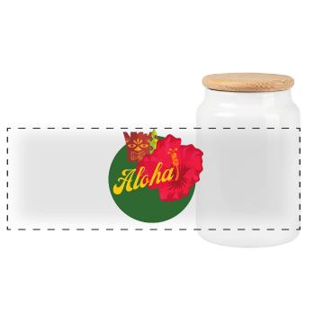 Aloha - Boîte à biscuits avec couvercle en bois - blanc - Devant