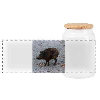 Wild boar hunter ranger hunt forest gift - Panoramic Cookie Jar with Wooden Lid - white - Front