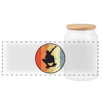 Faire de la planche à roulettes - Boîte à biscuits avec couvercle en bois - blanc - Devant