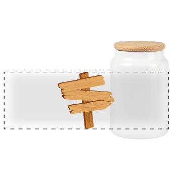 old wooden signpost for your own inscription - Panoramic Cookie Jar with Wooden Lid - white - Front