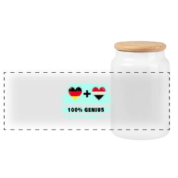 Deutschland und Ägypten 100% Genial / Geschenk - Panorama Keksdose mit Holzdeckel - Weiß - Vorne