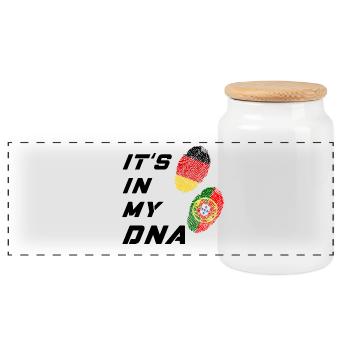 Es ist in meiner DNA Deutschland und Portugal - Panorama Keksdose mit Holzdeckel - Weiß - Vorne