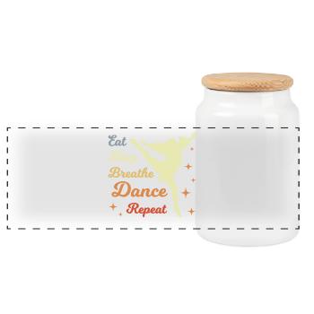 Eat Sleep Dance Repeat - Panoramic Cookie Jar with Wooden Lid - white - Front