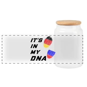 Es ist in meiner DNA Deutschland und Russland - Panorama Keksdose mit Holzdeckel - Weiß - Vorne