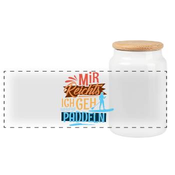 Stand up paddling - Panoramic Cookie Jar with Wooden Lid - white - Front