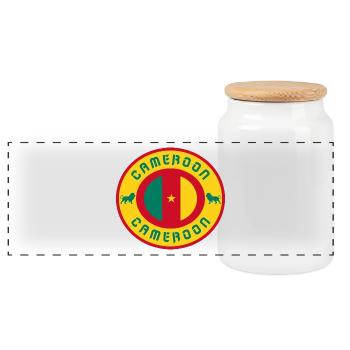 Cameroon vintage circle / gift idea - Panoramic Cookie Jar with Wooden Lid - white - Front