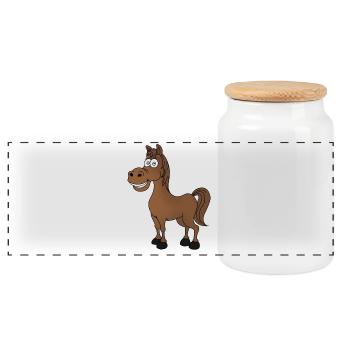Funny horse - Panoramic Cookie Jar with Wooden Lid - white - Front