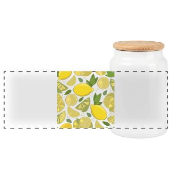 Lemon design with a fresh effect - Panoramic Cookie Jar with Wooden Lid - white - Front