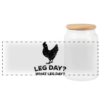 Leg thigh workout toning fitness - Panoramic Cookie Jar with Wooden Lid - white - Front