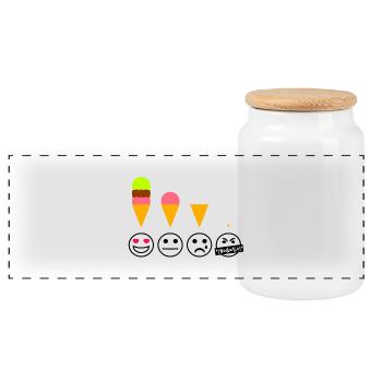 Glace Émotions Glace Drôle Drôle Été Joie - Boîte à biscuits avec couvercle en bois - blanc - Devant