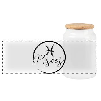 Horoscope Pisces - Panorama Keksdose mit Holzdeckel - Weiß - Vorne