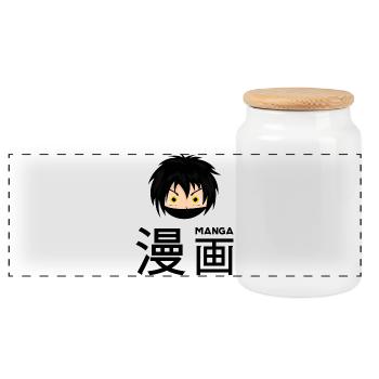 Manga Girl Anime Hentai Ecchi Waifu Japan China - Panoramic Cookie Jar with Wooden Lid - white - Front