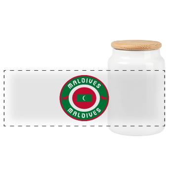 Maldives Circle / Gift Idea - Panoramic Cookie Jar with Wooden Lid - white - Front