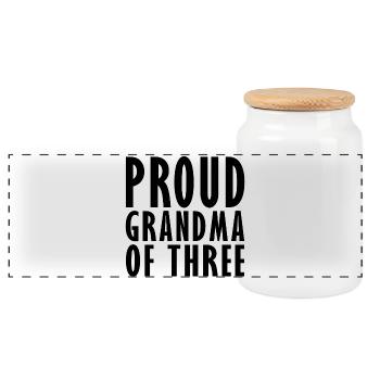 Proud Grandma Of 3 - Panorama Keksdose mit Holzdeckel - Weiß - Vorne