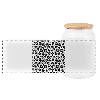 Motif noir et blanc imprimé animalier facile d’entretien - Boîte à biscuits avec couvercle en bois - blanc - Devant