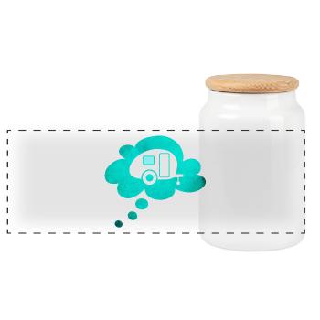 Caravan Cloud Dream Caravan Camping Fan - Panoramic Cookie Jar with Wooden Lid - white - Front