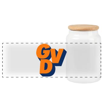 GVD, Political party, Curse, Politics # - Panoramic Cookie Jar with Wooden Lid - white - Front