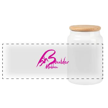 Boulder Mädchen Bouldern Pink Geschenk Boulderin - Panorama Keksdose mit Holzdeckel - Weiß - Vorne