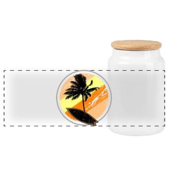 Beach Surf Sun - Panorama Keksdose mit Holzdeckel - Weiß - Vorne