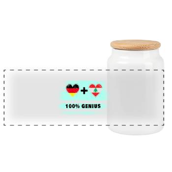 Deutschland und Libanon 100% Genial / Geschenk - Panorama Keksdose mit Holzdeckel - Weiß - Vorne