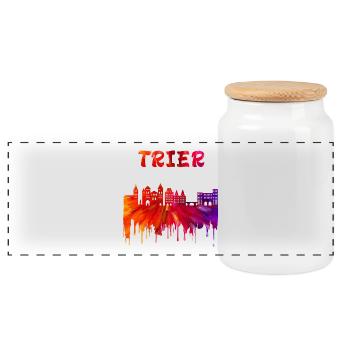 Trier Syline Design / Geschenkidee - Panorama Keksdose mit Holzdeckel - Weiß - Vorne