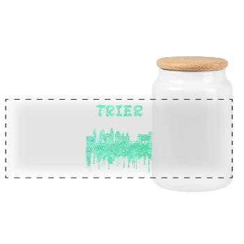 Trier Syline Design / Geschenkidee - Panorama Keksdose mit Holzdeckel - Weiß - Vorne