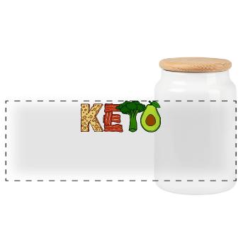 Gesund Essen Ernährung Ketogen Vegetarisch Vegan - Panorama Keksdose mit Holzdeckel - Weiß - Vorne