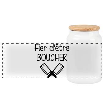Fier d'être boucher - Boîte à biscuits avec couvercle en bois - blanc - Devant
