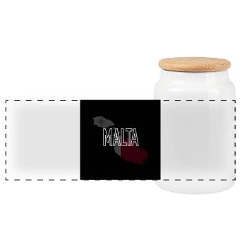 Malta - Panoramic Cookie Jar with Wooden Lid - white - Front