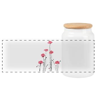 Watercolour poppies for feminine fashion - Panoramic Cookie Jar with Wooden Lid - white - Front