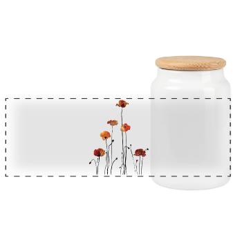Mohnblumen Silhouette Design - Panorama Keksdose mit Holzdeckel - Weiß - Vorne
